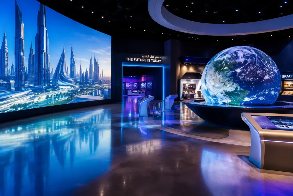 Futuristic museum exhibit experience